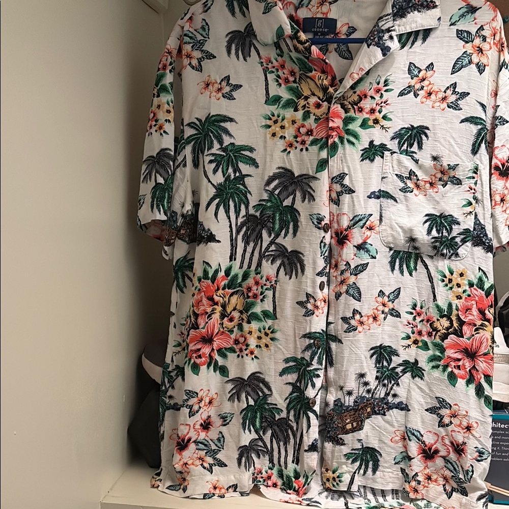 George Tropical Floral Short Sleeve Shirt - Multicolor